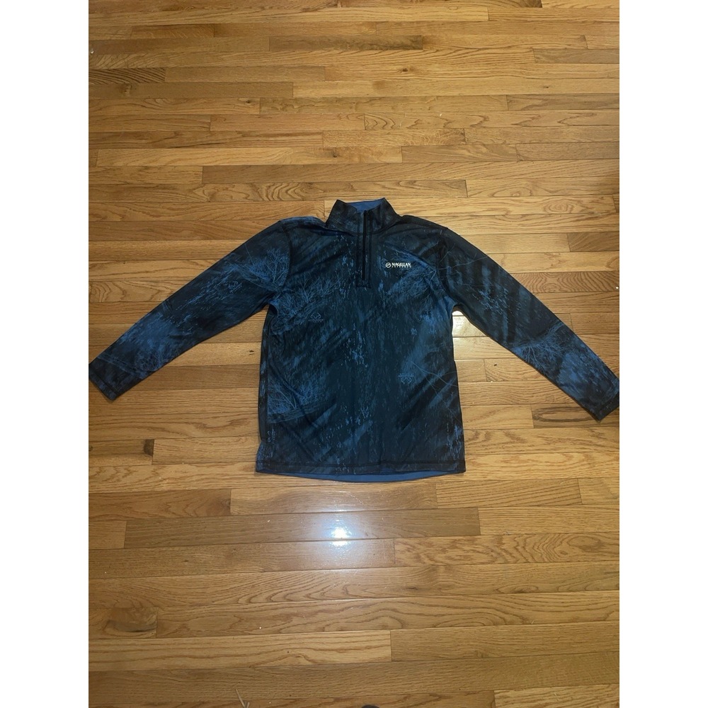 Magellan Outdoors Men's S 1/4 Zip Pullover Long Sleeve Black/Blue double sided